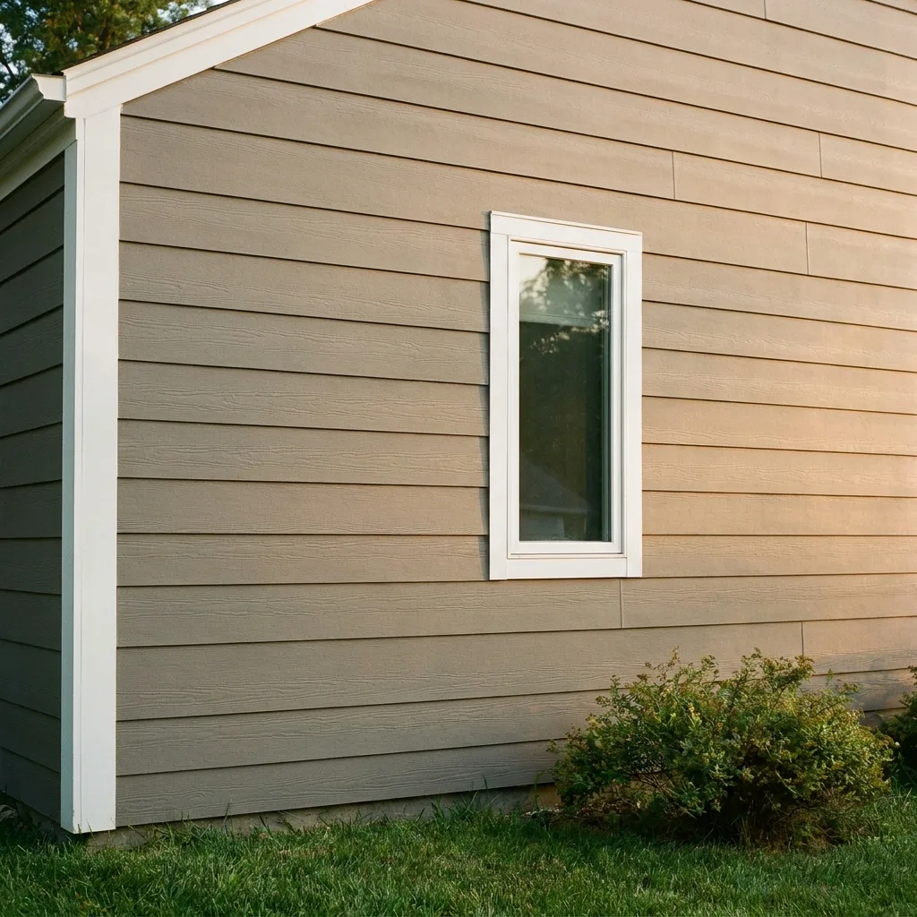 Elevation detail of a home with newly installed fiber cement siding
